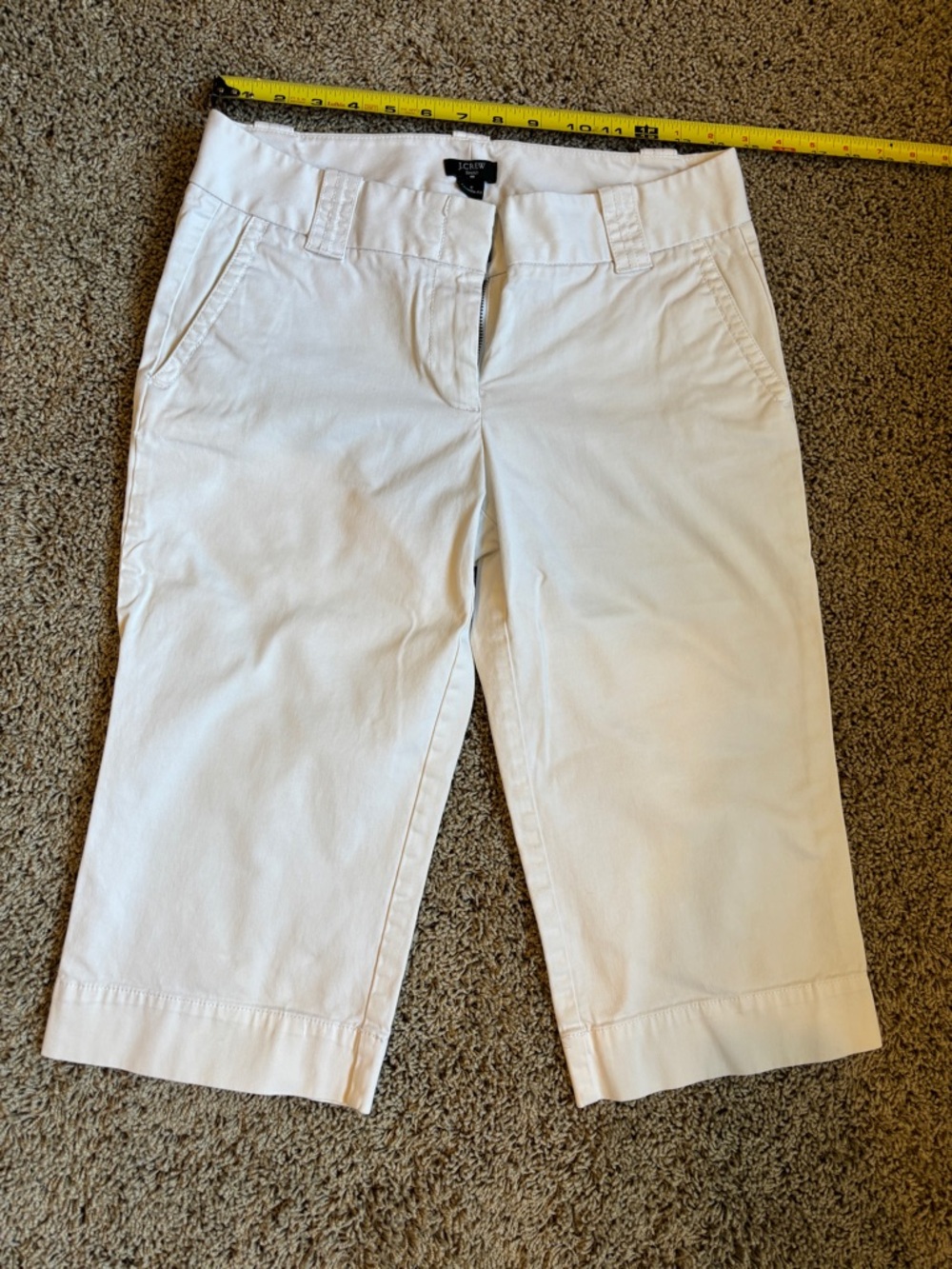 J. Crew White Stretch Mid-Rise Capris